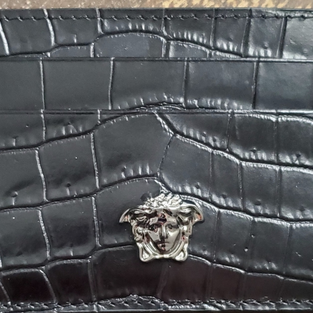 crocodile skin versace card holder